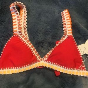 PilyQ Platinum Inspired by Solange Ferrarini Crotchet Bikini top Red